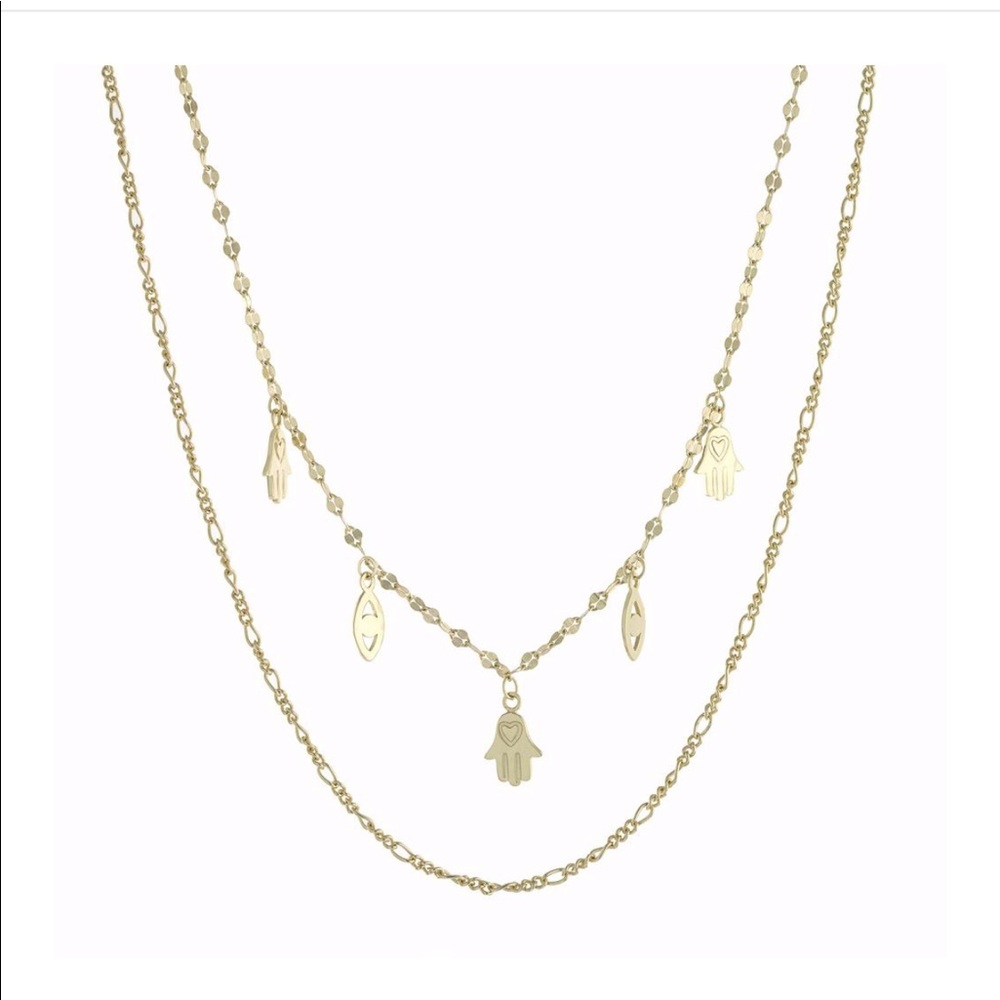 Sterling silver Double Row Hamsa & evileye Choker